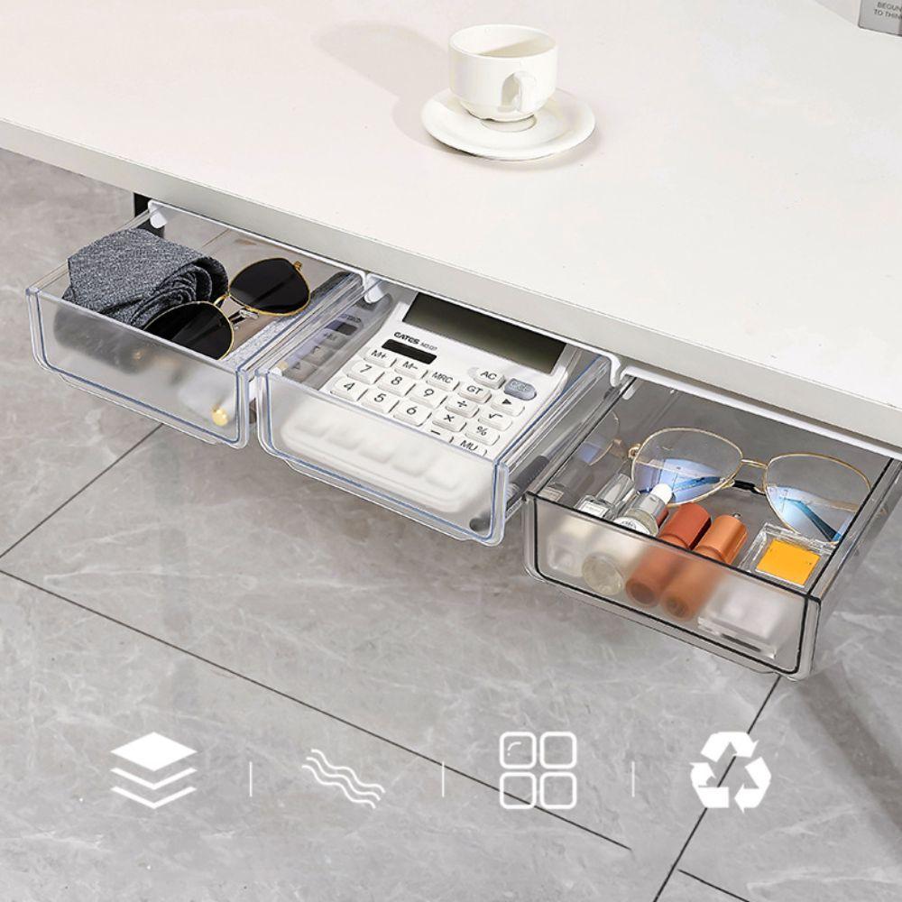Большая вместимость ящика под столом прозрачный скрытый ящик органайзер для косметики и канцелярских принадлежностей