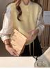 Korean Sweet Round Neck Knit Wool Vest with Horn Buttons for Women - 2026 Autumn/Winter Collection