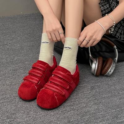 Нишевые ретро туфли на липучках женские 2025 новые мягкая подошва внутренняя высота увеличение повседневная обувь универсальная модная одинарная обувь