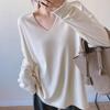 Top for Women Autumn Winter Large Size Loose Long Sleeve Knit V-neck Pullover Sweaters Top