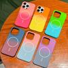 Soft Magsafe Wireless Charge Phone Case For iPhone 11 12 13 14 15 16 Pro Max Plus Gradient Pattern Magnetic Silicone Cases Cover