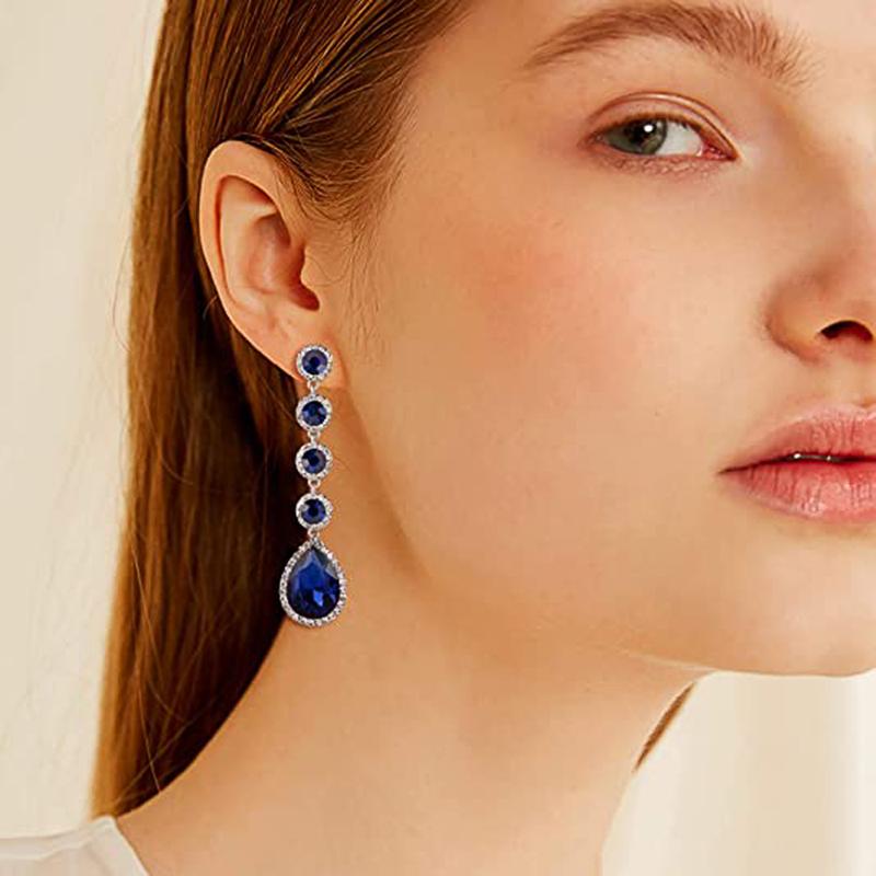 Длинные серьги-подвески Huitan с синим кубическим цирконием, роскошные модные аксессуары для ушей для женщин, свадебные украшения для темпераментной вечеринки
