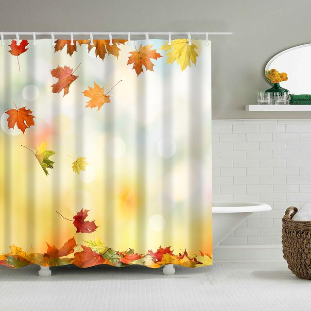 Chinese Style Flower Branch Landscape Shower Curtain 3D Printing Sunflower Bathroom Accessories Sets Waterproof Polyester Screen
