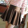 Women Skirt Smooth Faux Leather A Line Pleated Solid Color High Elastic Waist Short Soft Above Knee Mini Skirt Performance Stage Club Skirt