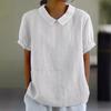 Loose Collar Shirt, Women's Short Sleeved Pure Cotton Top