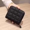 Korean Mini Short Flodable Wallets for Women Plaid PU Leather Coin Bags Purses Handbags Pouch Bus ID Credit Card Holder Cover