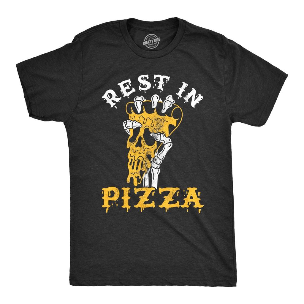 Rest in Pizza T-Shirt, Funny Halloween Shirts for Men, Pizza Skeleton Zombie Tee, Halloween Gift for Pizza Lovers, Halloween Costume for Men