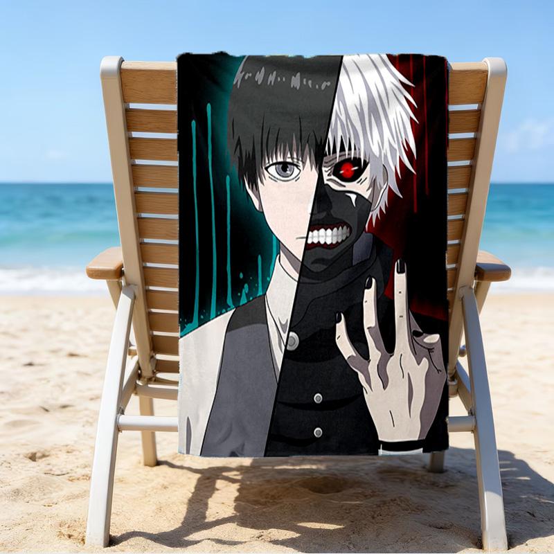Tokyo Ghoul Kaneki's Struggle Microfiber Beach Towel, Lightweight And Quick-Dry, for Summer Travel, Beach Essential, Swimming Pool Outdoor