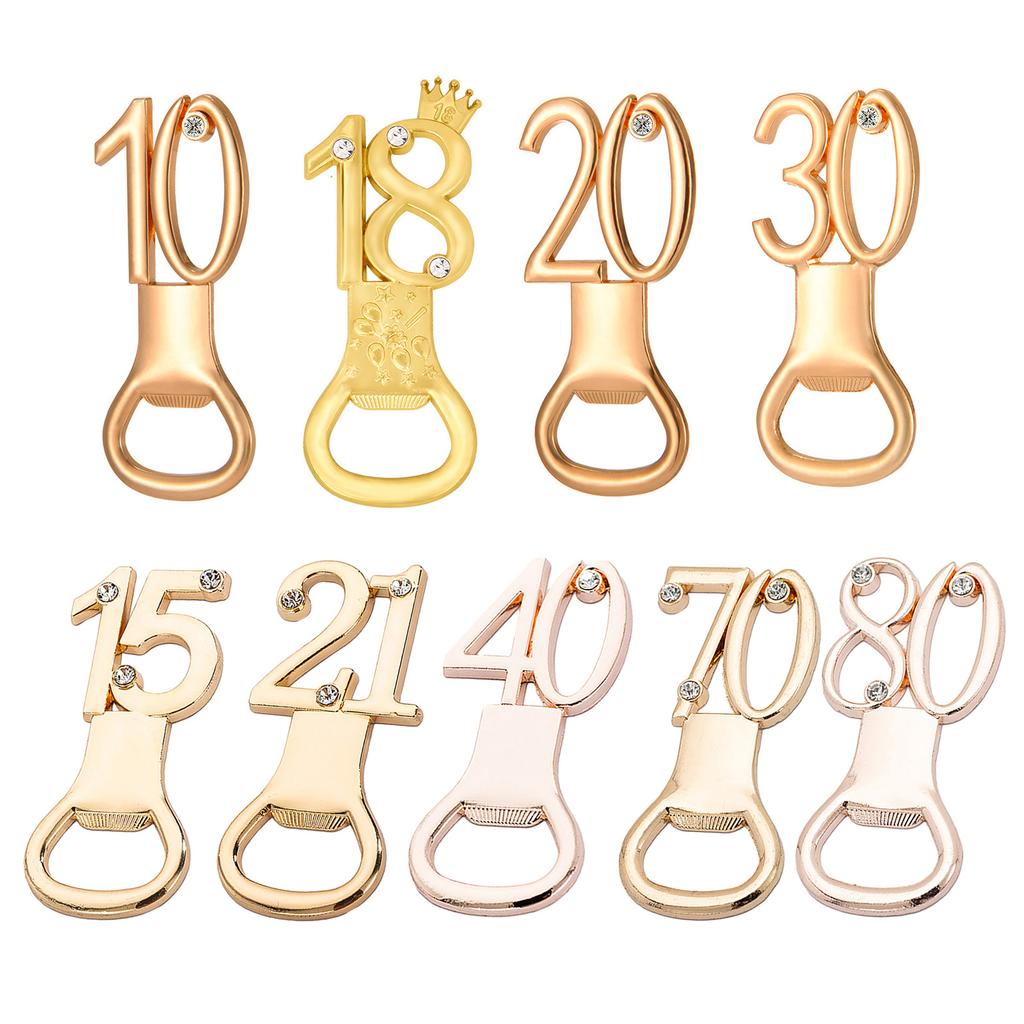 Открывалка для пива с цифрами, персонализированная открывалка для крышек, золотой инструмент для открывания бутылок, принадлежности для вечеринок на дни рождения и годовщины