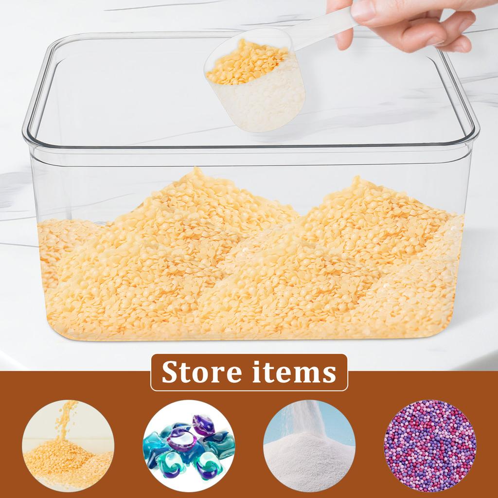 4 Pcs Laundry Pods Container with Bamboo Lid Clear Dryer Sheet Holder Laundry Powder Scent Beads Container Laundry Room