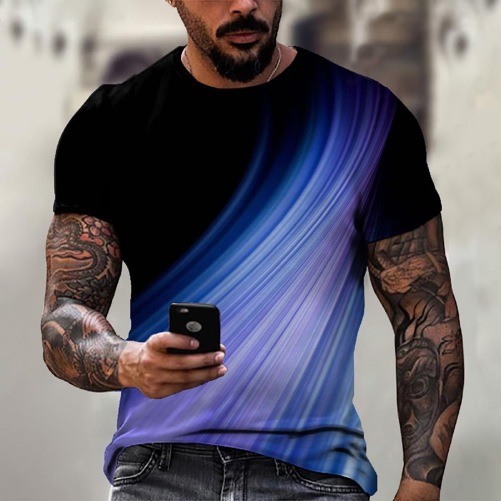 Men'S T-Shirt Short Sleeve Printed Summer Round Neck Top Trend Casual Sweatshirt