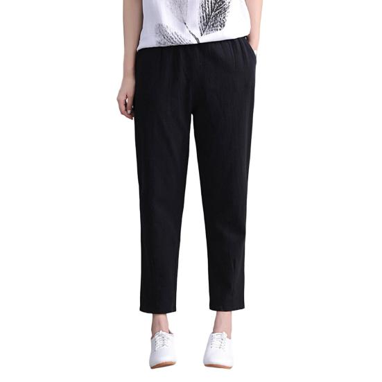 Женские брюки-шаровары, широкие однотонные длинные брюки с карманами, эластичный пояс, свободные походные брюки