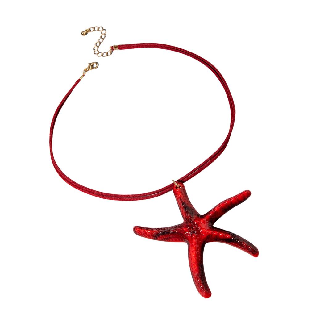 Bohemian Starfish Pendant Statement Necklace Bold Ocean Inspired Neck Jewelry for Women Summer Beach Party Accessory