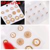 6Pairs/Set Women Round Hoop Jewelry Zircon Pearl Ear Stud Embroidery Rose Drop Dangle Earrings