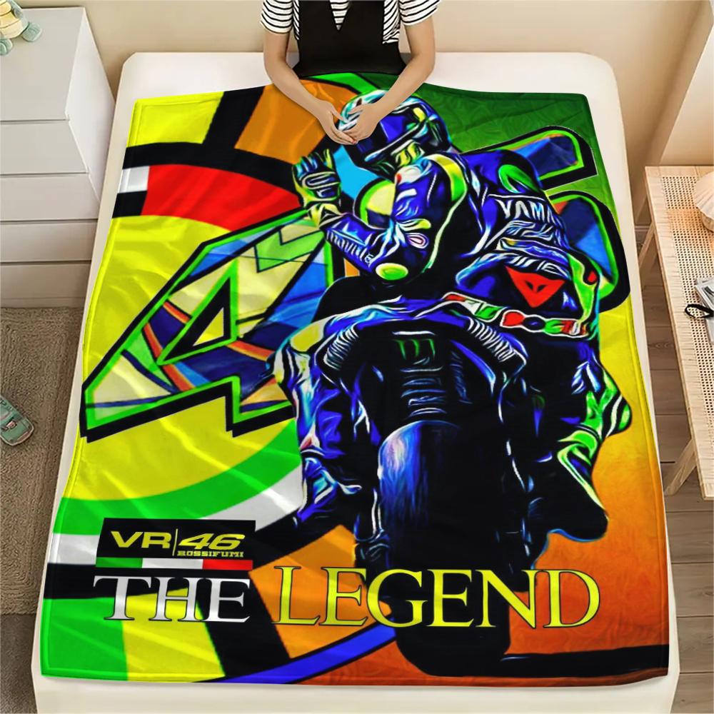 1Pc Vr46 Motorcycle Print Flannel Blanket, High quality Comfortable for All Seasons, Home Decor, Warmth and Comfort, Perfect for Gifts