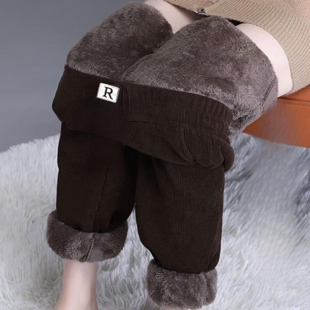 High Waisted Elastic Warm Pants for Women Loose Casual Letter Pocket Straight Leg Pants