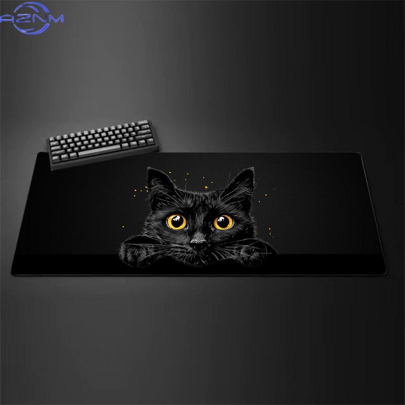 Kawaii Black Kitten Mouse Pad Large Cute Game Keyboard Mat Xxl Computers Accessories Table Pad Girl Home Bedrooms Carpet Mats