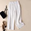 Women Pants High Waist Button Zipper Fly Casual Trousers Solid Color Straight Wide Leg Leisure Long