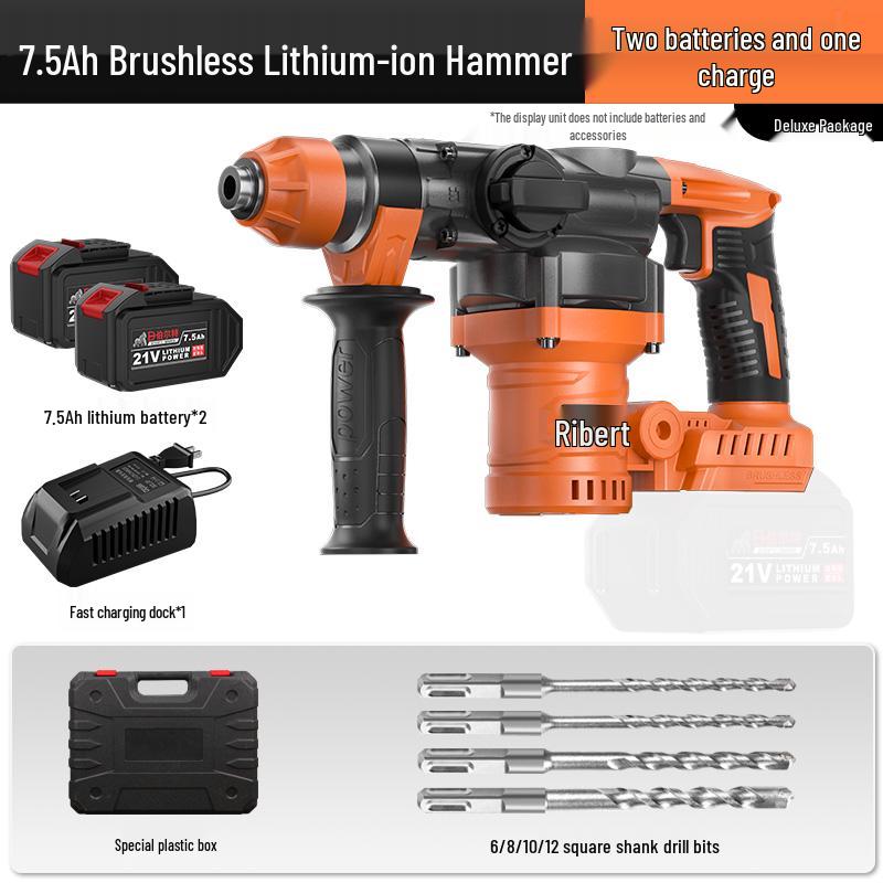 Burkert Cordless Rotary Hammer Drill, Lithium-ion, Heavy-Duty Electric Demolition Hammer for Concrete, Dual-Use with Square Shank.