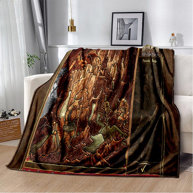 Мягкое плюшевое одеяло с 3D героями меча и магии в стиле ретро, фланелевое одеяло для гостиной, спальни, кровати, дивана, пикника