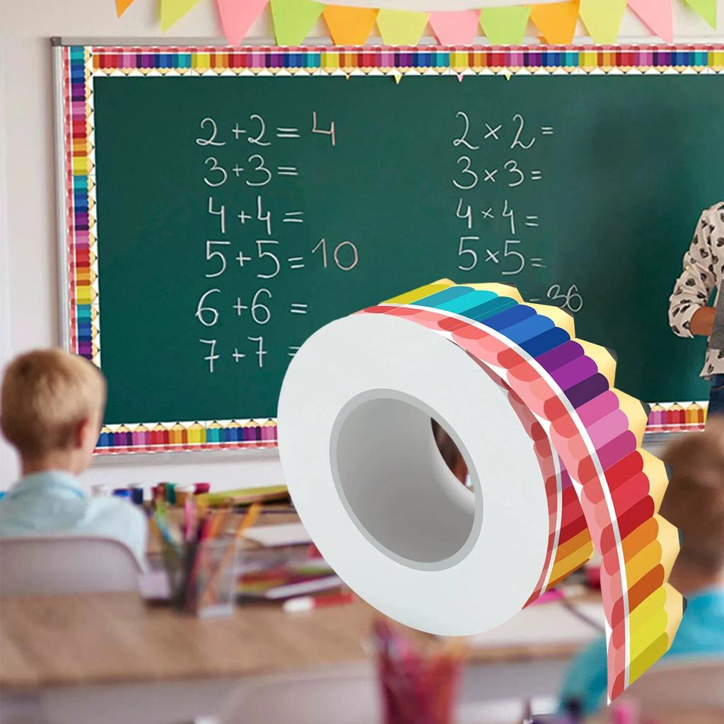 Карандашные бордюры для доски объявлений, художественные красочные карандашные узоры, бордюры для доски для белой доски, школьный декор для классной комнаты