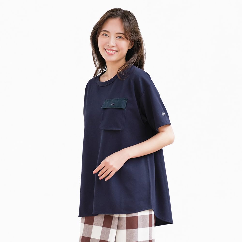 Phiten Recovery Wear Pocket Navy M Size Relax Wear Sports Wear Men Women Unisex Made Of Pique Mesh Material T Shirt