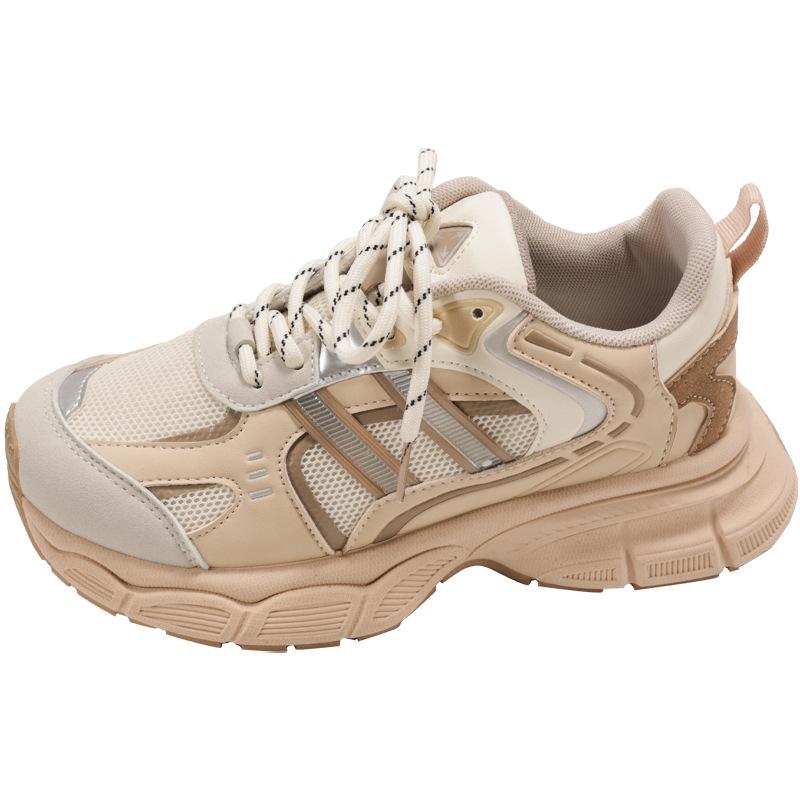 Корейская версия интернет-знаменитости ретро-туфли на платформе с увеличенным каблуком для папы, женская новая весенне-осенняя легкая универсальная повседневная спортивная обувь 2025 года