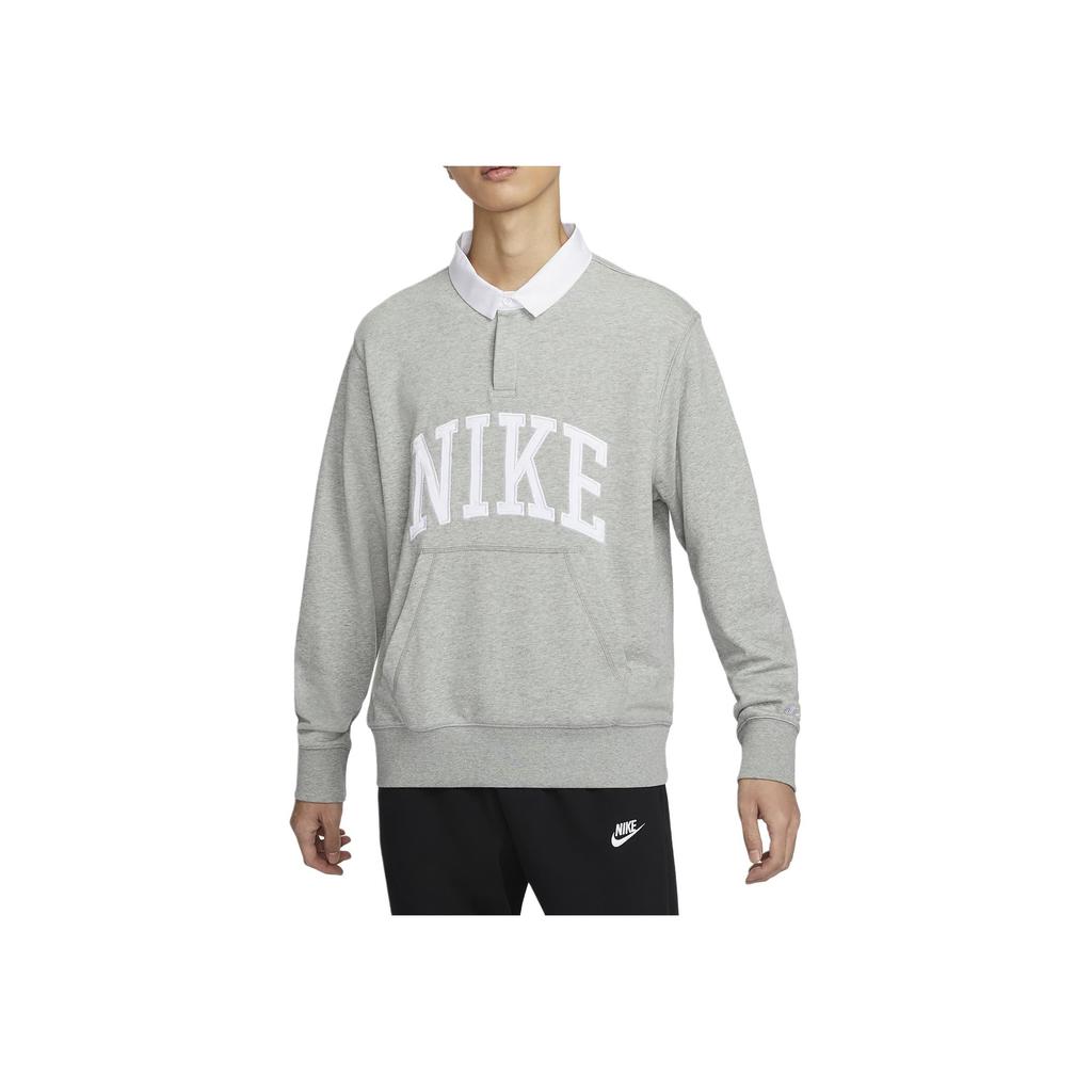 Nike Рубашка поло с длинным рукавом с буквенным принтом Мужские топы Серый FN3113-063