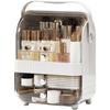 Cosmetic Storage Box, Makeup Organizer with Handle, Portable Plastic Cosmetic Display Case for Bathroom, Bedroom(White,11.4 * 7.9 * 14.4in)
