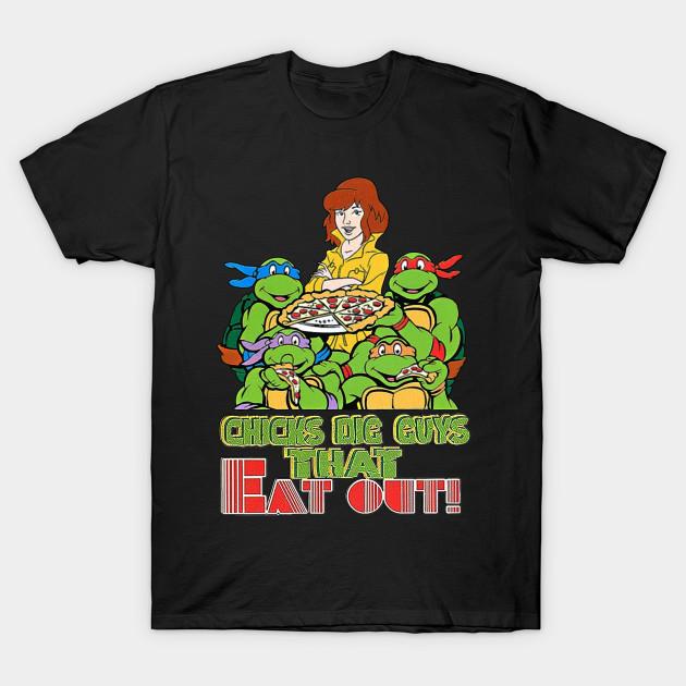 Men Black Print T-shirt Pizza Take Out No-Cut Heat Transfer Print Cotton Tshirt