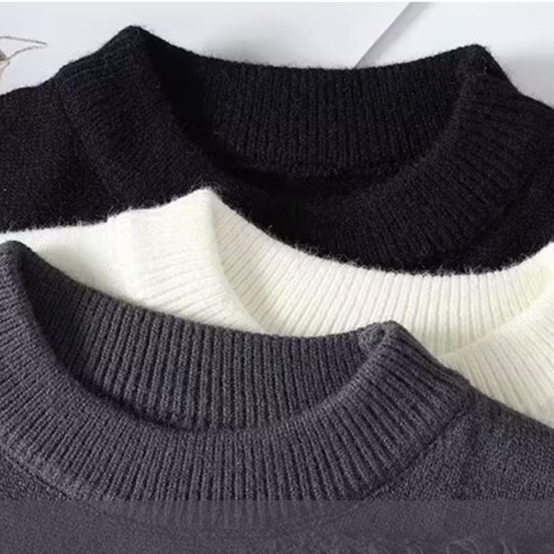 Новые осенние и зимние модные свитера, утолщенная трикотажная нижняя рубашка, универсальный однотонный свободный свитшот большого размера, M-3XL