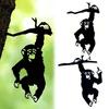 Middle Finger Monkey Silhouette Sign Weather-proof Heavy Duty Outdoor Garden Patio Yard Tree Hanging Hollow Metal Monkey Decoration Ornament