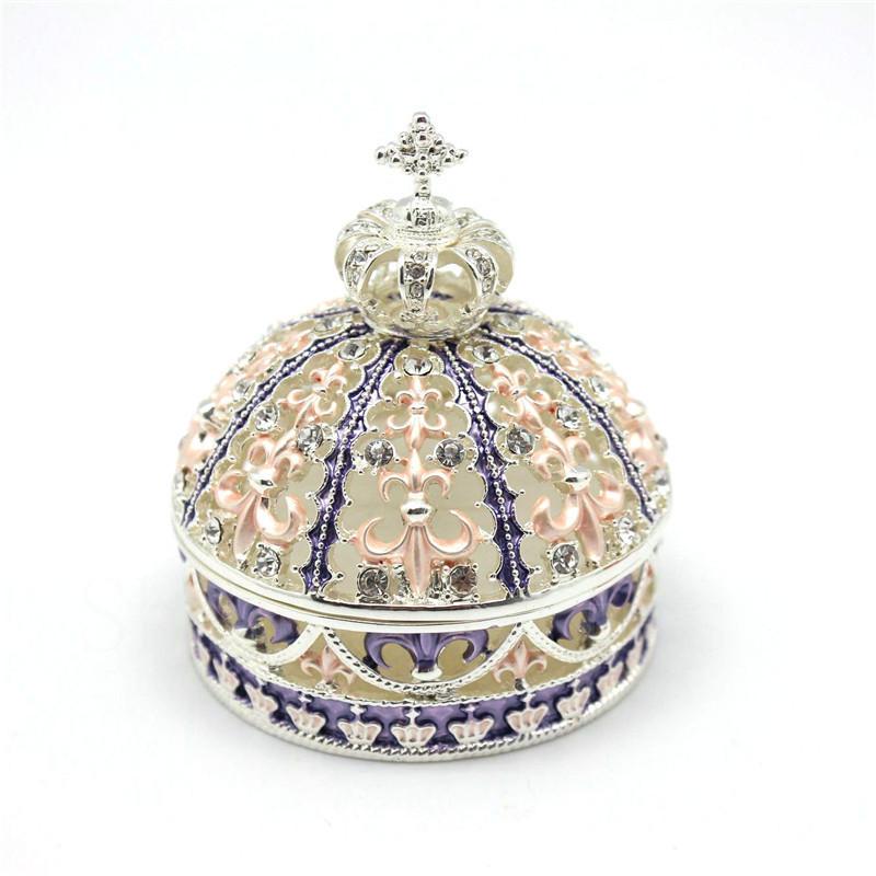 Enamel Craft Alloy Crown Jewelry Box European and American Wedding Ring Storage Box Ornament Wedding Decoration Ornament