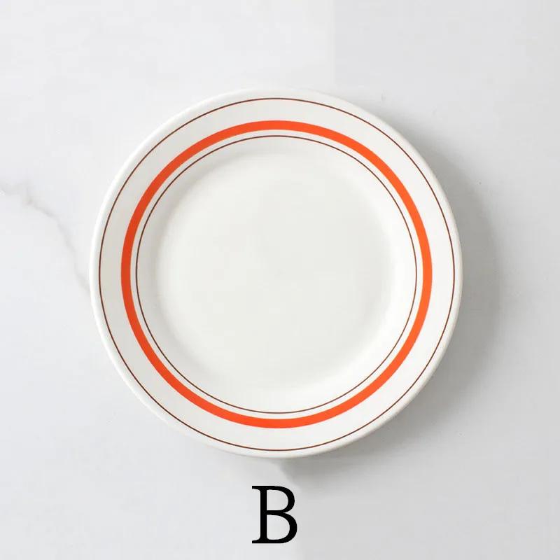 8-дюймовые керамические плоские тарелки, бытовые тарелки для завтрака, десерта, салата, стейка, обеденная тарелка, сервировочные блюда для кофейни