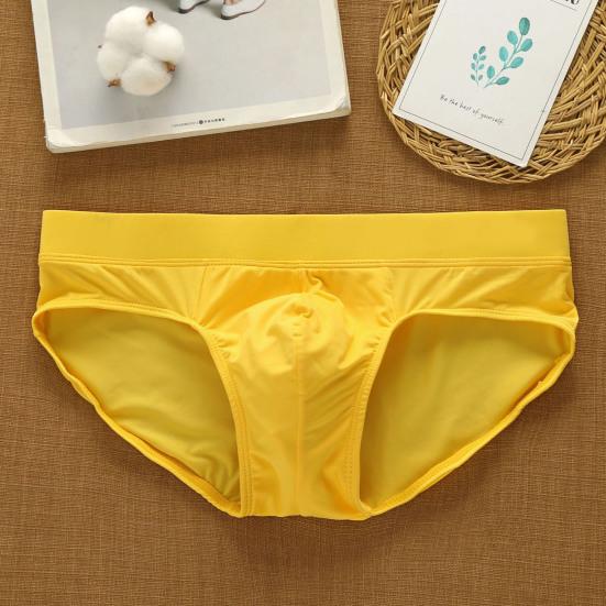 Men Briefs Letter Print 3D U Convex Design Panties Low-rise Milk Silk Wide