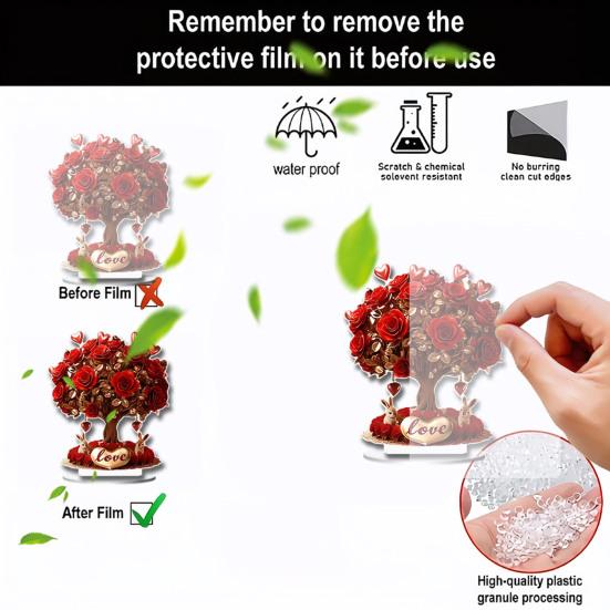 Акриловое украшение в виде розового дерева 2D, роза, цветок, настольное украшение для гостиной, полки, ТВ-тумбы, свадьбы, домашнего декора