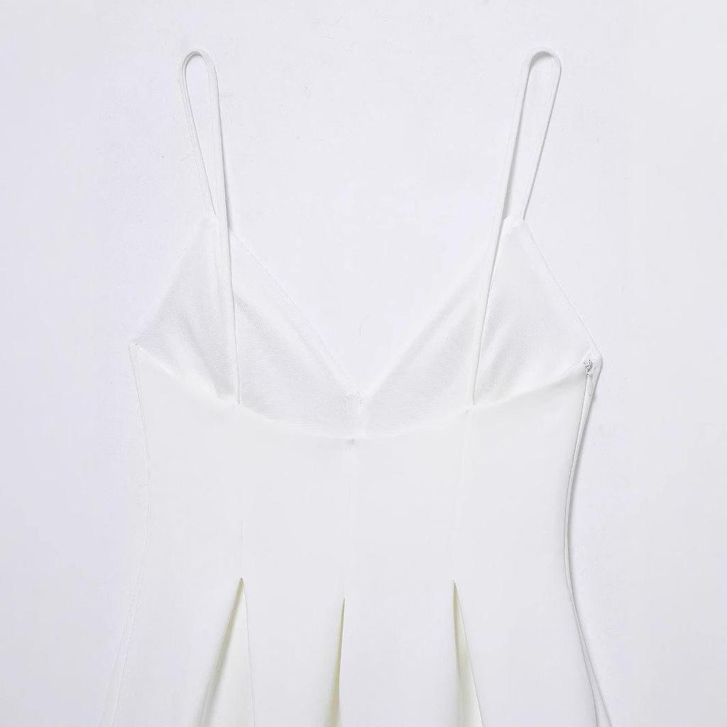 TAOP&ZA Women's White Spaghetti Strap Slimming Dress - Spring/Summer Collection