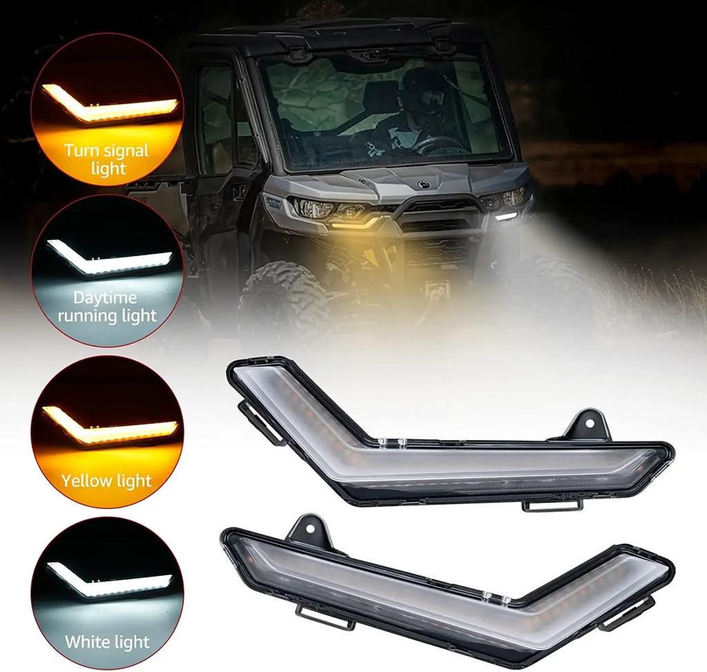 ATV LED Turn Signal Lights Front DRL Turn Signal Light for Can-Am Defender 2020+ Defender Max 2020+ Commander 2025