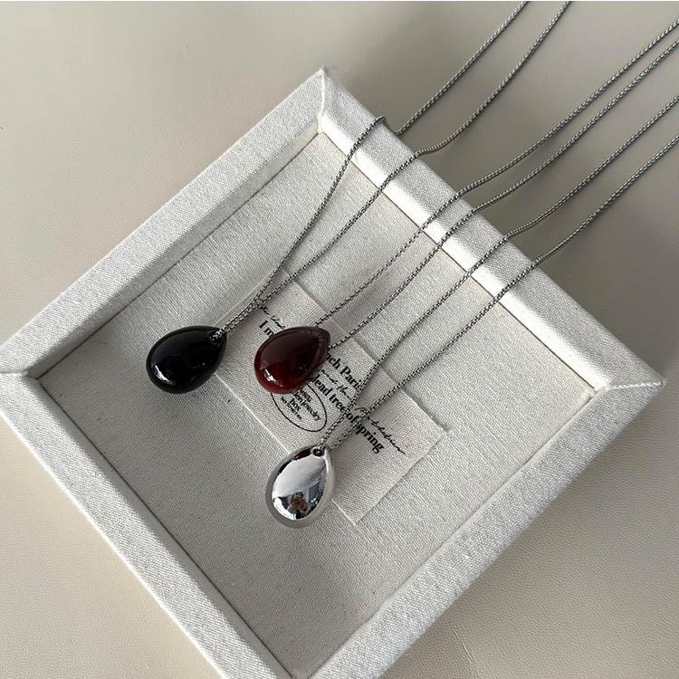 Internet Celebrity Style Minimalist Cool Black Rope Alloy Ball Chain Personality Long Sweater Necklace
