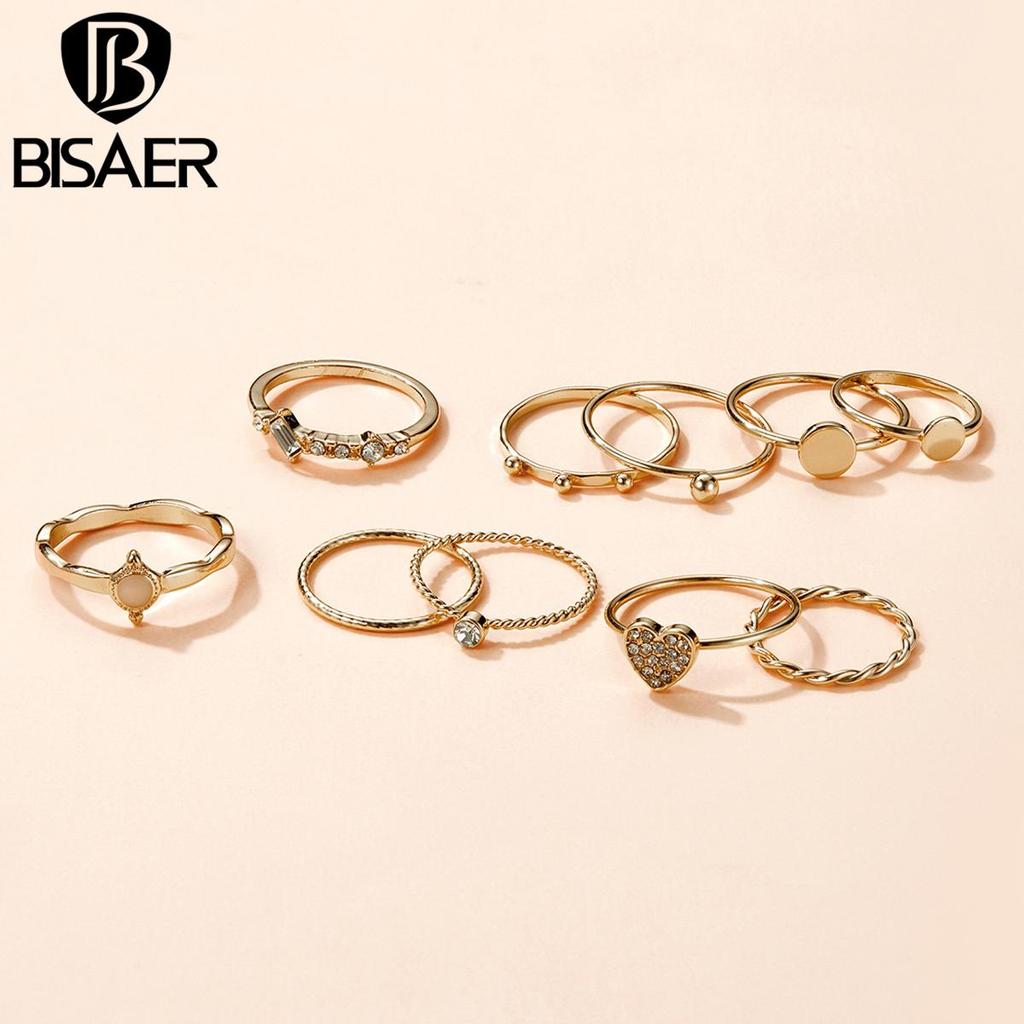 Bisaer Rhinestones & Round Beads Alloy Ring-girl Set for Ladyies Daily Jewelry