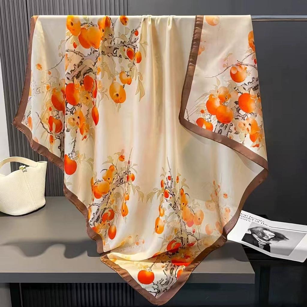 110cm Large Sqaure Scarf Printed Imitation Silk Scarf Women's Hadscarf