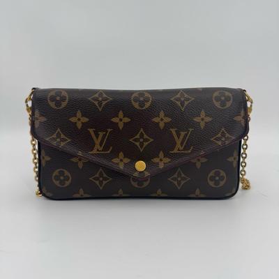 [Б/У] Сумка Felicie Pochette Classic, Канва с покрытием Monogram и Кожа, Три в одном, На цепочке - Очень хорошее состояние #CLW3GJ