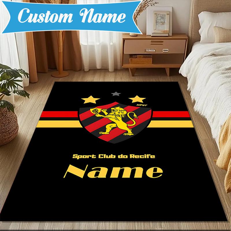 Custom Name Recife Lion Crest Flag Rug Game Carpet, Floor Mat for Bedroom Living Room Entryway Rug, Home Decor Idea Gift for Christmas birthday
