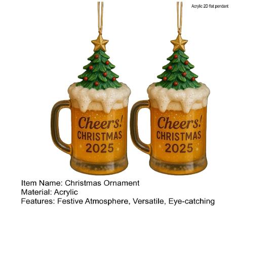 Рождественские украшения для стаканов с напитками, акриловый подвесной декор для елки, зеркала автомобиля