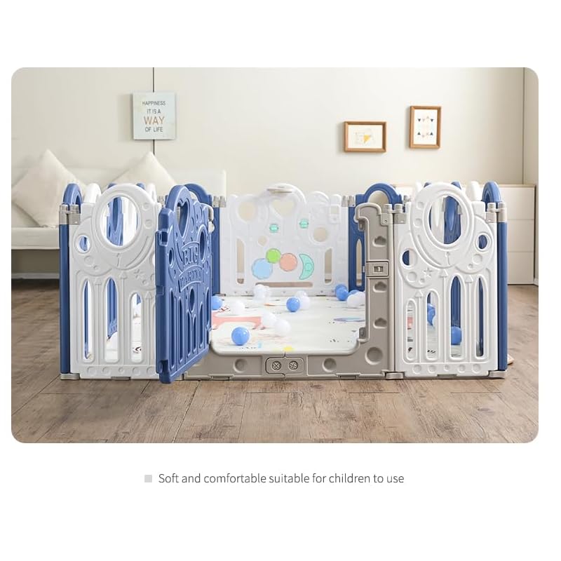 BQKOZFIN манеж складной с дверью и панелью для игрушек 140x140x63 см детский круг детский забор компактный Удобное хранение Форму можно свободно менять Набор из 14 шт.