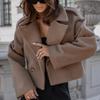 Осенне-зимняя мода британский костюм воротник однотонный шерстяное пальто женский офисный пуговицы короткая куртка