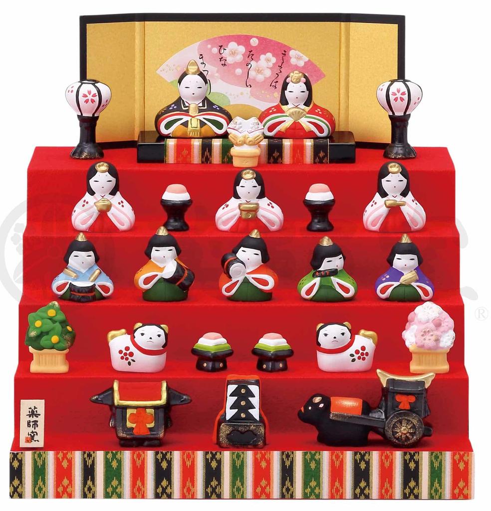 Nishikisai Hana Kazari Hina Dolls Female Seasonal Ornament (Five-Tiered Display) [Male Doll 3.5cm, Doll 3cm] Hinamatsuri, Boy's Day, Events,