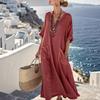 Women's Fashionable And Casual Solid-color Cotton And Linen Dress