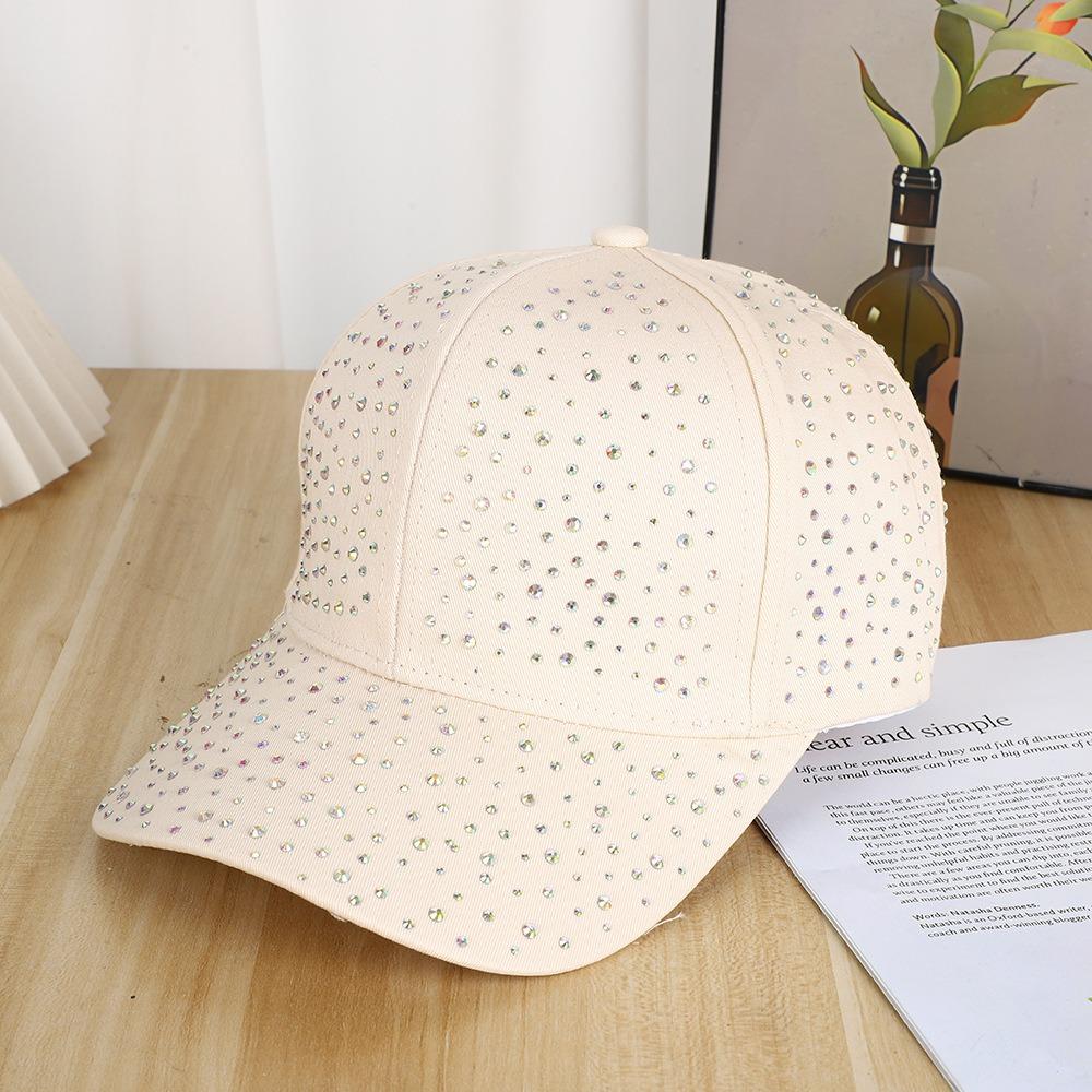Creative Hotfix Rhinestones Baseball Cap Cotton Sunscreen hat Simple sunshade hat  Girl