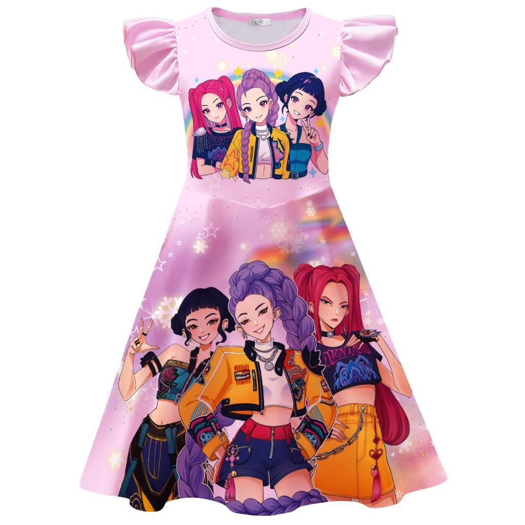 Kids Girls POP Rumi Zoey Mira Printed Ruffle Sleeves Casual Dress